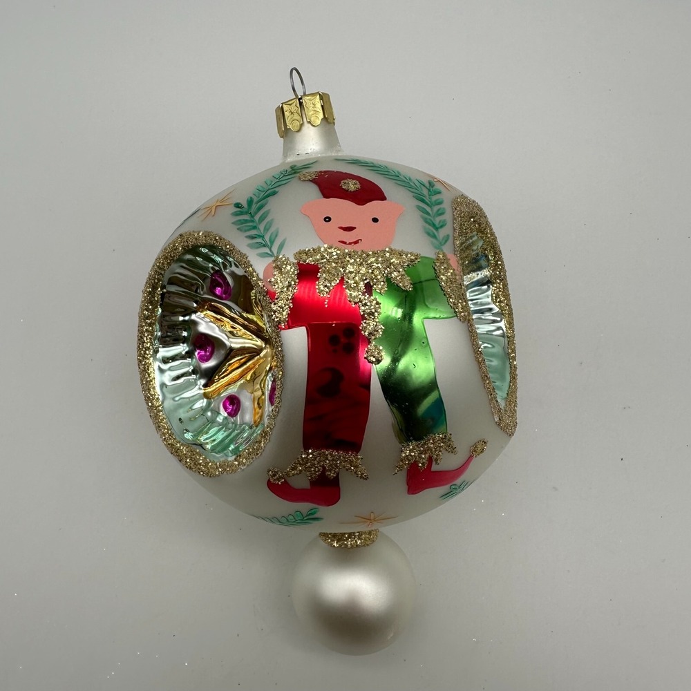 1992 Christopher Radko Elf Reflector Triple 6" Ornament Drop 91-135-1